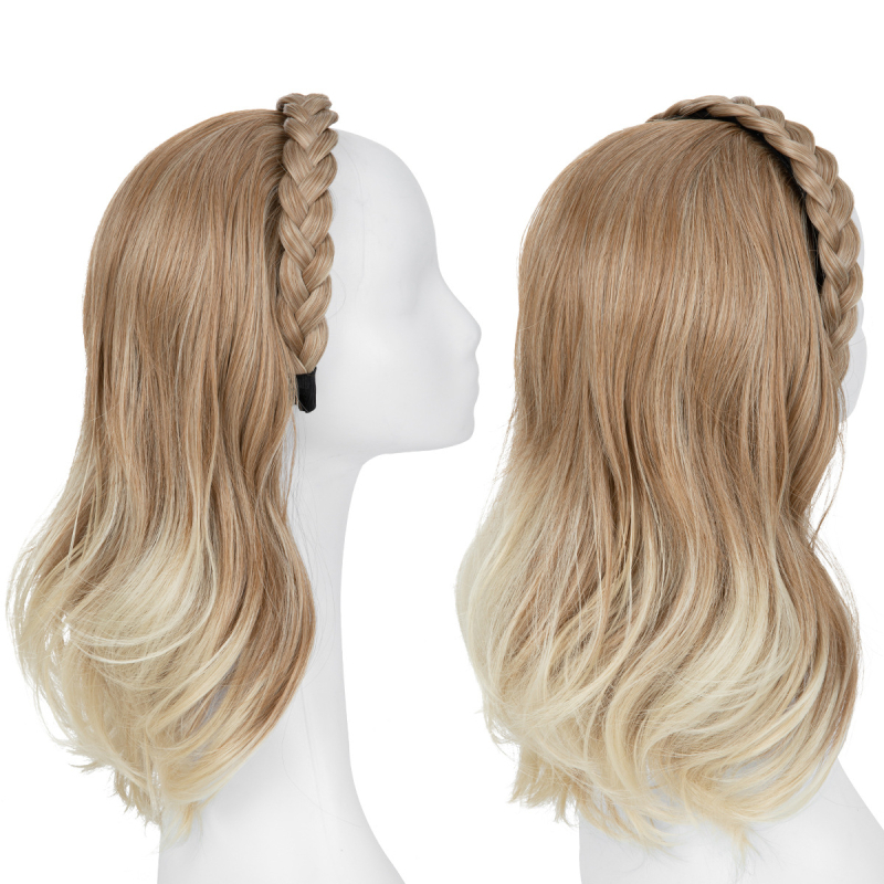 HB05 Sierra Wig: Ženska perika s dugom kovrčavom kosom, integrirana čelenka s fishbone braid, poluperika, žica otporna na toplinu, egzotičan stil