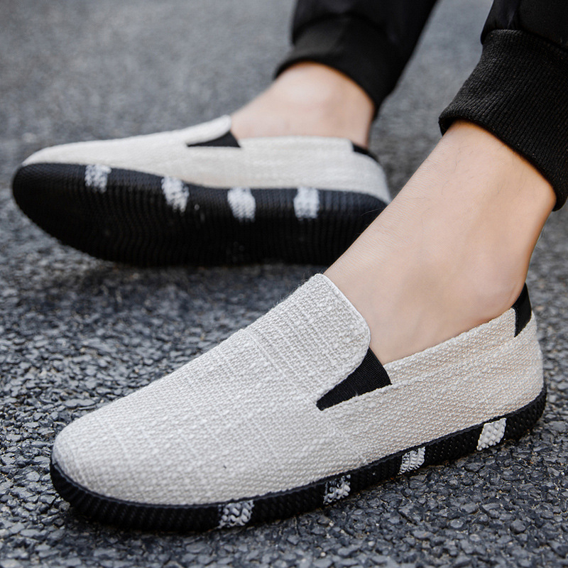 Muške Slip-On casual tenisice - prozračan platneni gornji dio, gumena potplat, lagane, okrugli vrh