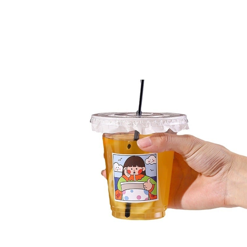 Jednokratna plastična čaša za mliječni čaj, eliptičnog oblika, kapaciteta 401–500 ml, nerazgradiva, nije pogodno za mikrovalnu
