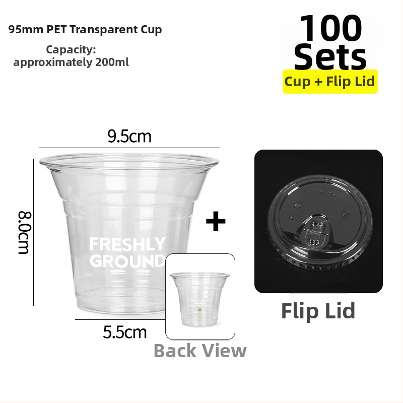 Jednokratna PET čaša za hladne napitke s poklopcem – plastična čaša za ponijeti s otiskom logotipa