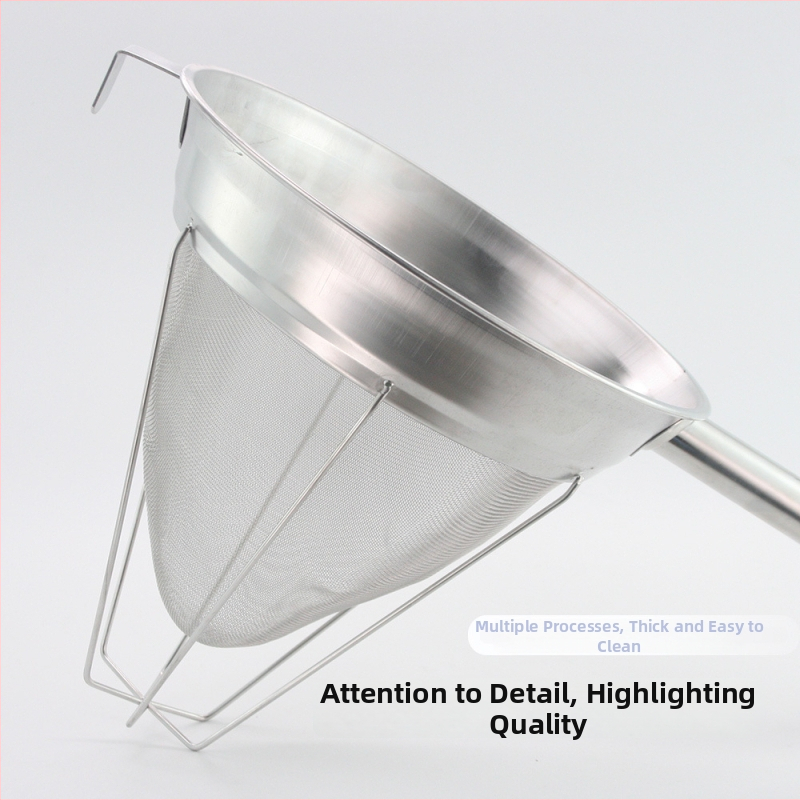 Konična mrežasta cjediljka od 304 nehrđajućeg čelika, s jednim kukom, moderni minimalistički dizajn, mogućnost prilagodbe