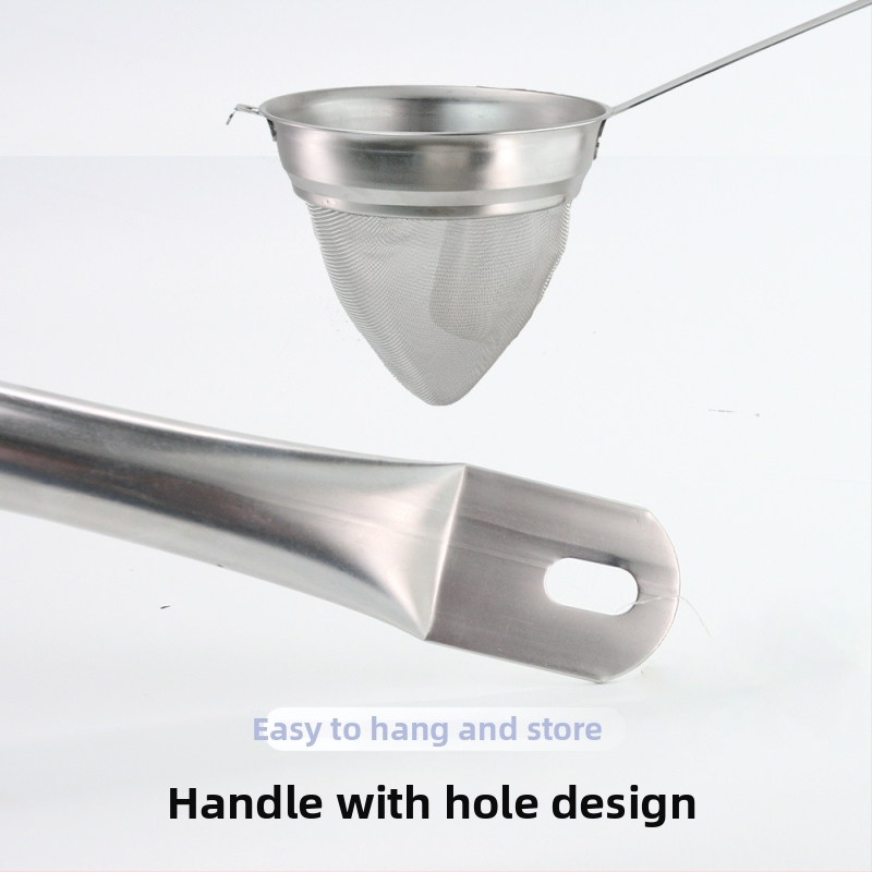 Konična mrežasta cjediljka od 304 nehrđajućeg čelika, s jednim kukom, moderni minimalistički dizajn, mogućnost prilagodbe