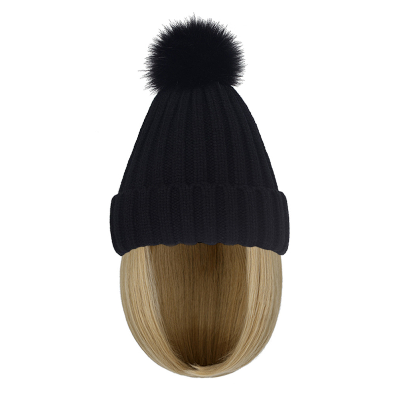 Perucă: bob scurt drept cu pălărie tricotată încorporată; material păr: sârmă rezistentă la temperaturi înalte; lungime: scurtă; potrivit pentru toate formele feței; nu poate fi vopsită sau îndreptată