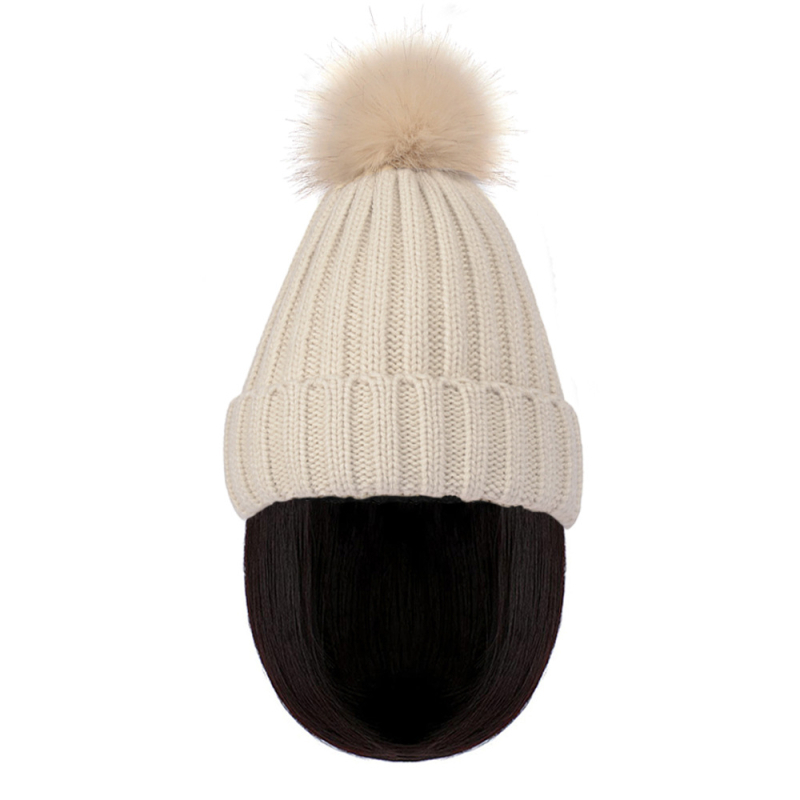 Perucă: bob scurt drept cu pălărie tricotată încorporată; material păr: sârmă rezistentă la temperaturi înalte; lungime: scurtă; potrivit pentru toate formele feței; nu poate fi vopsită sau îndreptată