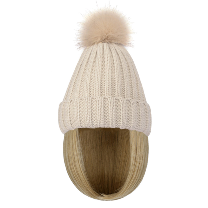 Perucă: bob scurt drept cu pălărie tricotată încorporată; material păr: sârmă rezistentă la temperaturi înalte; lungime: scurtă; potrivit pentru toate formele feței; nu poate fi vopsită sau îndreptată