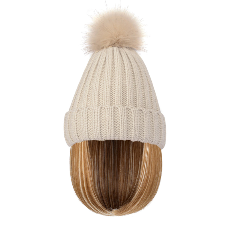 Perucă: bob scurt drept cu pălărie tricotată încorporată; material păr: sârmă rezistentă la temperaturi înalte; lungime: scurtă; potrivit pentru toate formele feței; nu poate fi vopsită sau îndreptată