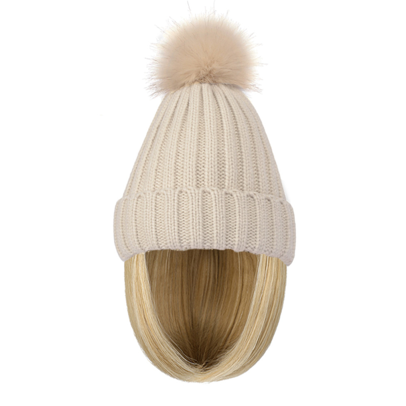 Perucă: bob scurt drept cu pălărie tricotată încorporată; material păr: sârmă rezistentă la temperaturi înalte; lungime: scurtă; potrivit pentru toate formele feței; nu poate fi vopsită sau îndreptată