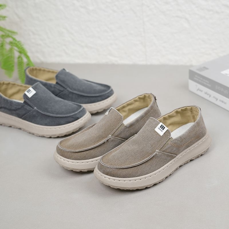 Muške platnene casual tenisice, prozračne, slip-on dizajn, niski gornji dio, okrugli vrh, PVC potplat