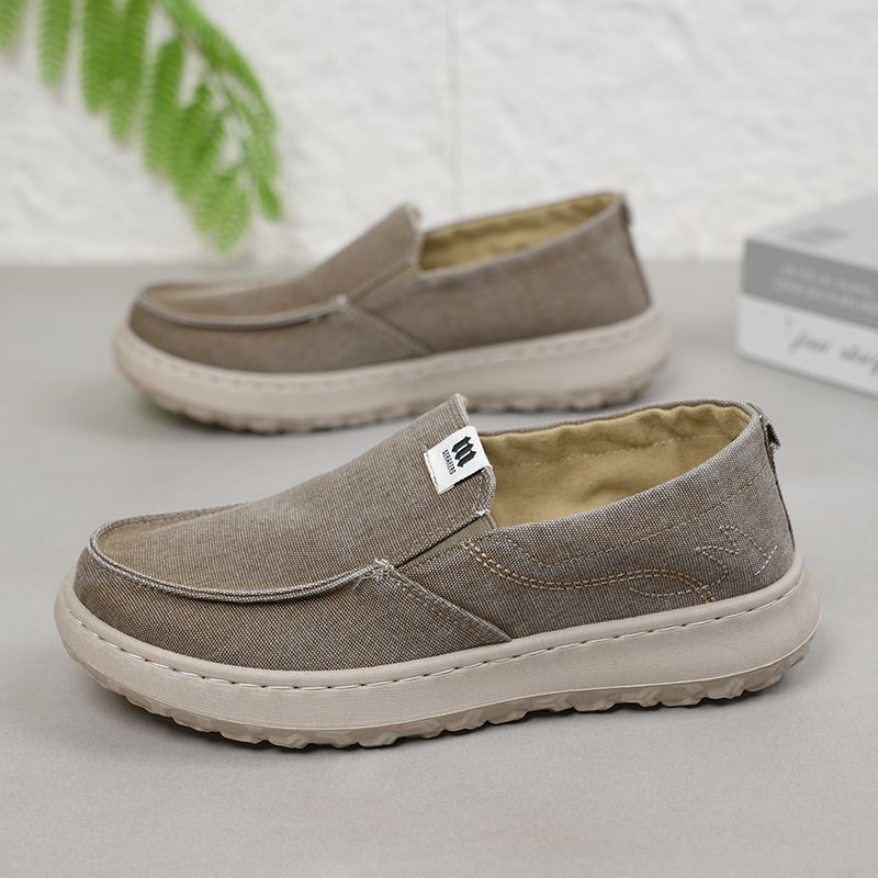 Muške platnene casual tenisice, prozračne, slip-on dizajn, niski gornji dio, okrugli vrh, PVC potplat
