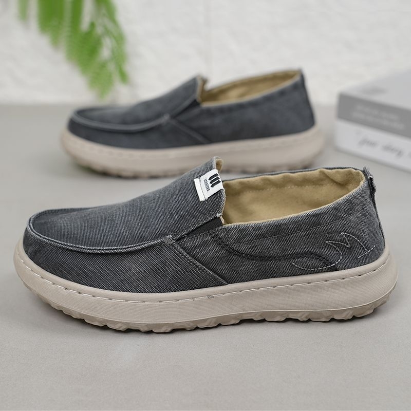 Muške platnene casual tenisice, prozračne, slip-on dizajn, niski gornji dio, okrugli vrh, PVC potplat