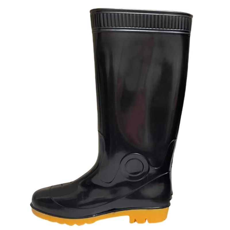 Ghete de ploaie pentru bărbați, înălțime înaltă, exterior PVC, talpă din cauciuc, vârf rotund, toc conic 1–3 cm, pentru vară