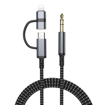 Cablu USB-C 2 în 1 pentru mașină, adaptor pentru încărcare și căști digitale, compatibil cu Apple iPhone 15–17 și dispozitive Android cu Type-C, model JYT-55