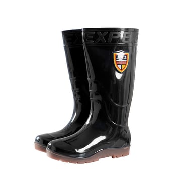 Ghete de ploaie pentru bărbați, partea superioară din PVC, talpă din tendon de vită, tub înalt, vârf rotund