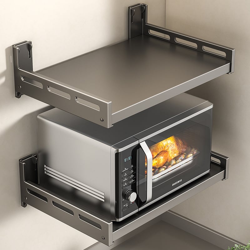 Ράφι τοίχου για φούρνο μικροκυμάτων — από χάλυβα άνθρακα, πολυχρηστικό, ορθογώνιο σχέδιο, στερέωση στον τοίχο — Berya