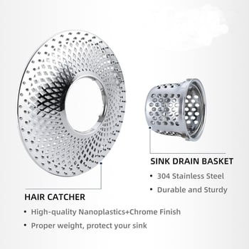 Wolong Drain WL-P2040 Nehrđajući čelik: filtr za kosu za kadu, hvatač dlačica i uređaj protiv začepljenja odvoda - moderni minimalistički stil