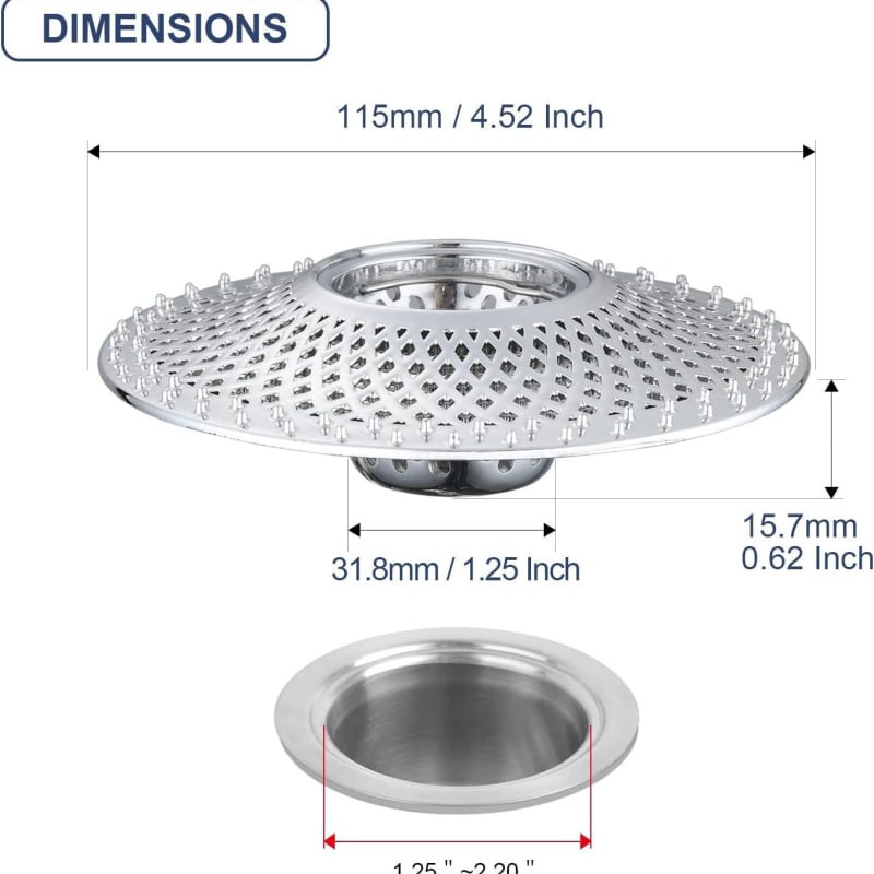 Wolong Drain WL-P2040 Nehrđajući čelik: filtr za kosu za kadu, hvatač dlačica i uređaj protiv začepljenja odvoda - moderni minimalistički stil