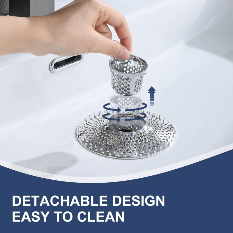 Wolong Drain WL-P2040 Nehrđajući čelik: filtr za kosu za kadu, hvatač dlačica i uređaj protiv začepljenja odvoda - moderni minimalistički stil