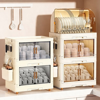 Επιδαπέδιο ντουλάπι αποθήκευσης πιάτων και μπολ με καπάκι, από PP πλαστικό, μεγάλη χωρητικότητα, πολυλειτουργικό