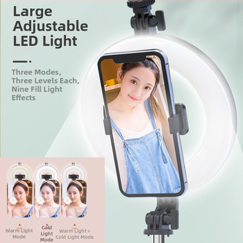 P20D LED ринг светлина с Bluetooth селфи палка – универсален трипод, неръждаема стомана, лицензиран частен етикет, поддържа персонализация