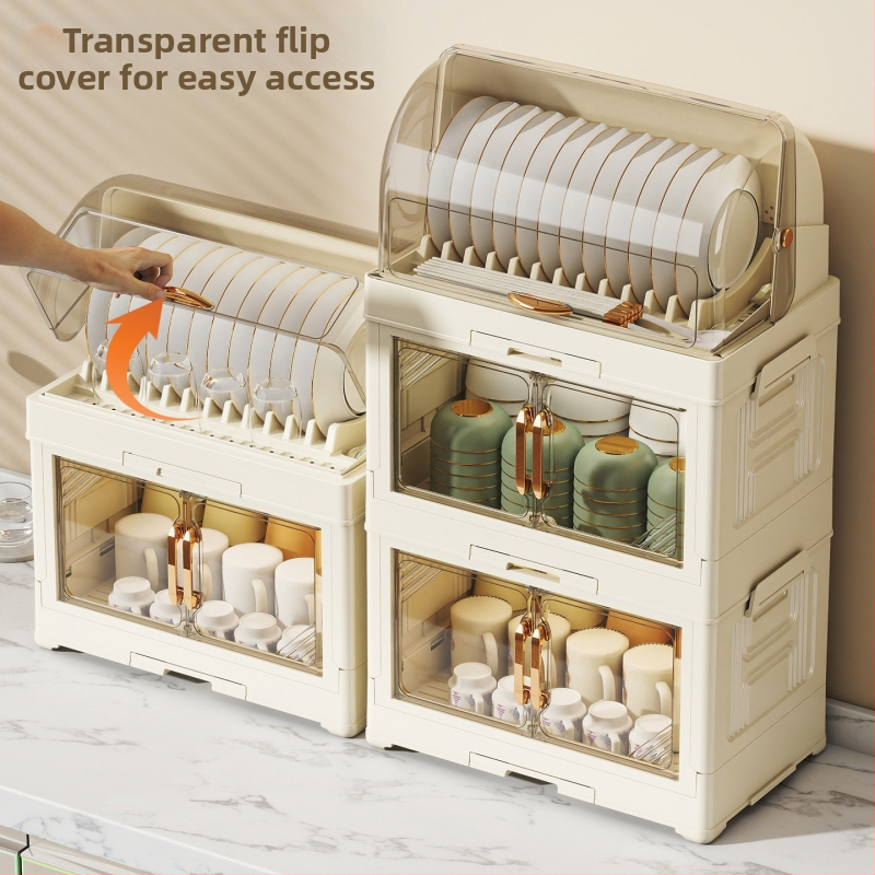 Kasna Plastični Stalak za Posuđe s Poklopcem – Odvodni Stalak za Kuhinjske Posuđe, Moderan Minimalistički Dizajn