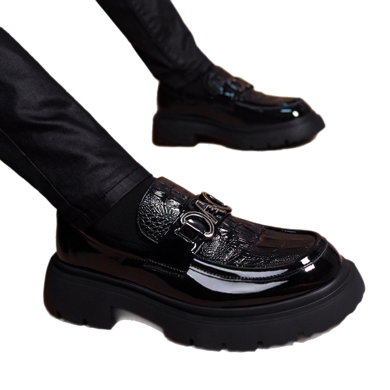 Muški loafers bez vezica, microfiber koža gornja, gumena potplat, povećanje visine, niski gležanj