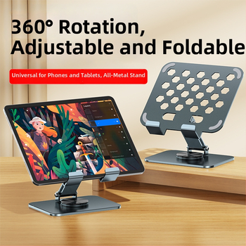 Suport pentru tabletă din metal, înălțime reglabilă, pliabil, rotire de 360°, compatibil cu iPad