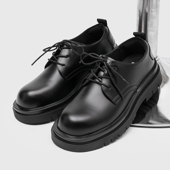 Unisex Derby cipele s debelom potplatom za povećanje visine, okrugla prst, PVC potplat, PU ulošak, gornji dio: Super Fiber