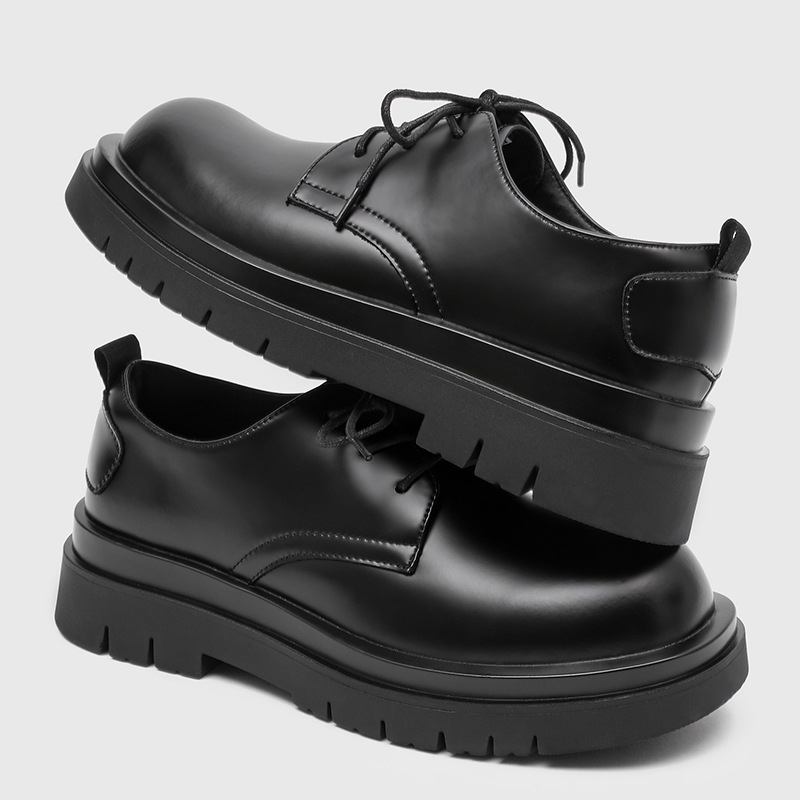 Unisex Derby cipele s debelom potplatom za povećanje visine, okrugla prst, PVC potplat, PU ulošak, gornji dio: Super Fiber