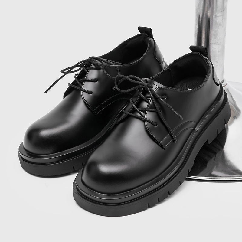 Unisex Derby cipele s debelom potplatom za povećanje visine, okrugla prst, PVC potplat, PU ulošak, gornji dio: Super Fiber