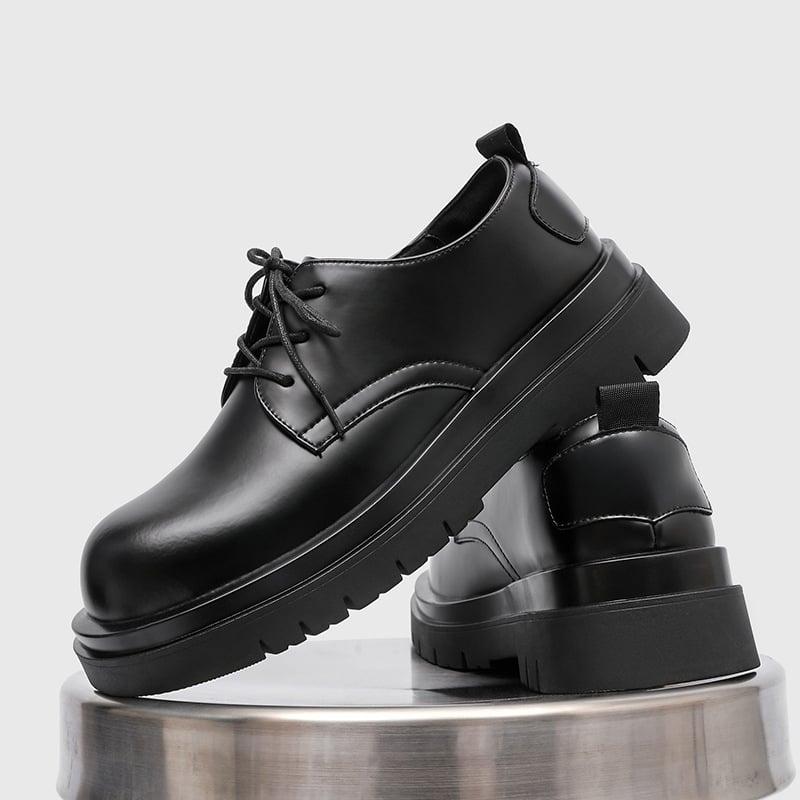 Unisex Derby cipele s debelom potplatom za povećanje visine, okrugla prst, PVC potplat, PU ulošak, gornji dio: Super Fiber