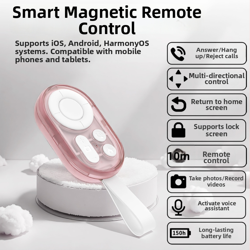 Smart Bluetooth diaľkové ovládanie pre telefóny – batéria 50 mAh, Type-C rozhranie, bezdrôtový dosah 10 m, ABS puzdro, hmotnosť 10 g