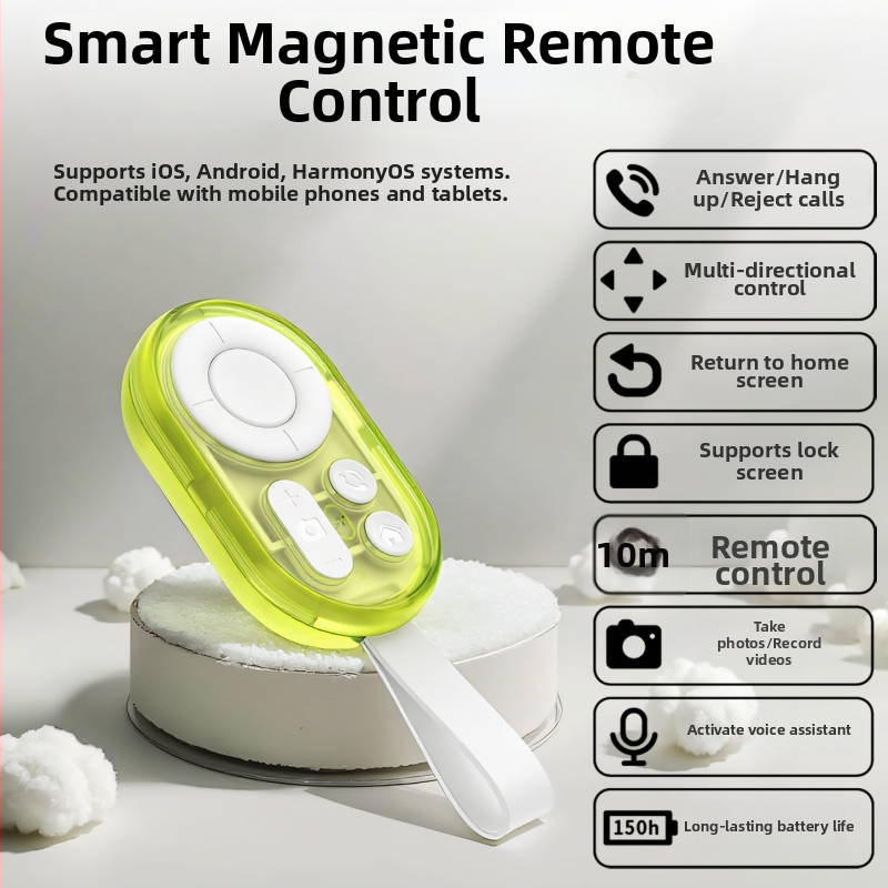 Smart Bluetooth diaľkové ovládanie pre telefóny – batéria 50 mAh, Type-C rozhranie, bezdrôtový dosah 10 m, ABS puzdro, hmotnosť 10 g