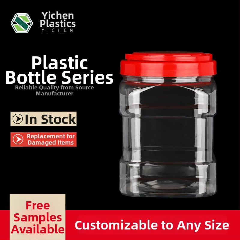 Квадратно запечатано пластмасово бурканче с капак, прозрачен PET контейнер за храна, капацитет 350/1250/1700/2000 мл, с капаци: плосък, винтов, с дръжка или алуминиев капак