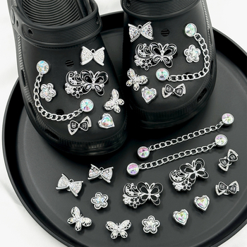 Crocs set kopči s ukrasnim leptirovim lancima, Nr-0071 Nolan, Kopče s odvojivim rhinestones leptirima, za Crocs, Stil kopče, svakodnevno opuštanje, Ljeto, Proljeće, Jesen
