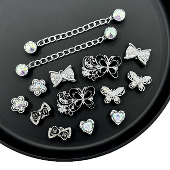 Crocs set kopči s ukrasnim leptirovim lancima, Nr-0071 Nolan, Kopče s odvojivim rhinestones leptirima, za Crocs, Stil kopče, svakodnevno opuštanje, Ljeto, Proljeće, Jesen