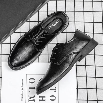 Mužke kožne poslovne cipele, PU gornji dio, prednje vezivanje, za proljeće