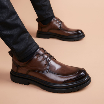 Muške Derby cipele od kože, okruglog vrha, gumeni đon, gornji dio od kravlje split kože, ležerni stil, za mlade 18–40