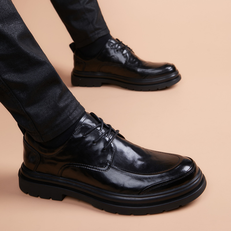 Muške Derby cipele od kože, okruglog vrha, gumeni đon, gornji dio od kravlje split kože, ležerni stil, za mlade 18–40
