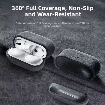 Tvrda futrola za AirPods Pro 3. generacije s imitacijom suede kože, kompatibilna s 2. i 4. generacijom