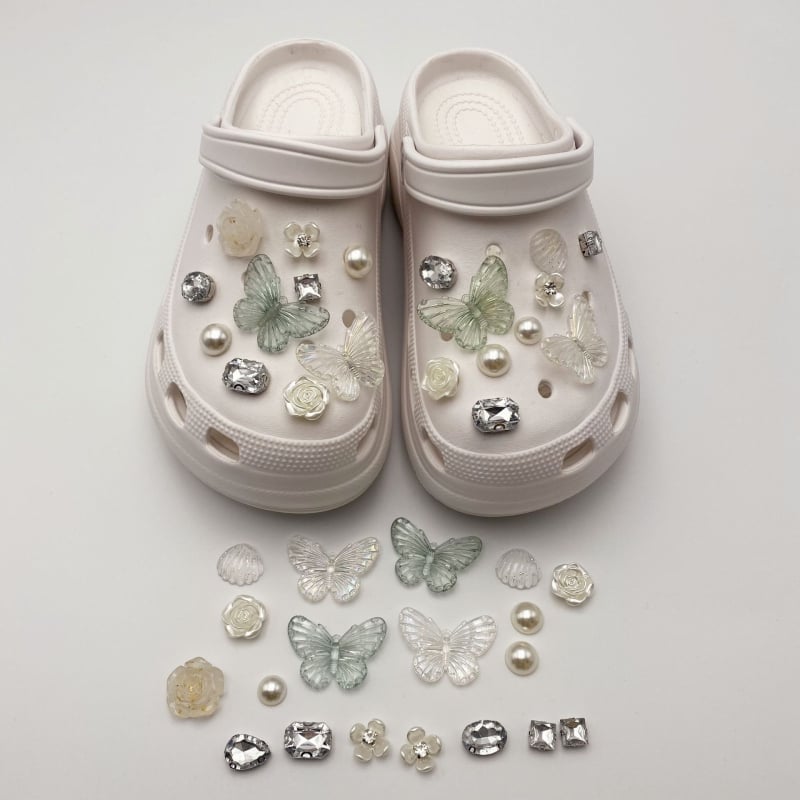 Crocs DIY dodaci set za obuće — leptir s odvojnom kopčom, model A46 Butterfly Set, 20 kom, pogodny za casual obuću, platnenu obuću, radnu obuću i papuče, cijelo godine