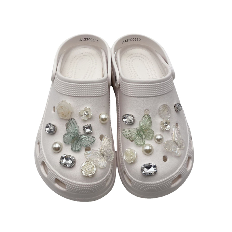 Crocs DIY dodaci set za obuće — leptir s odvojnom kopčom, model A46 Butterfly Set, 20 kom, pogodny za casual obuću, platnenu obuću, radnu obuću i papuče, cijelo godine