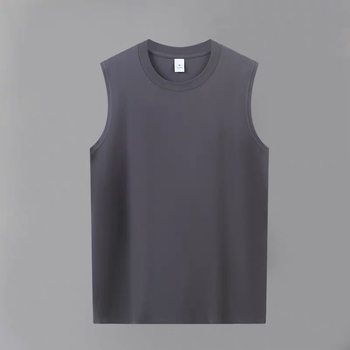 Ανδρική αμάνικη φανέλα γυμναστηρίου τύπου T‑shirt, χαλαρή γραμμή, 99% βαμβάκι, ραφή κορυφαίας ραφής, ανθεκτική και απορροφητική στον ιδρώτα