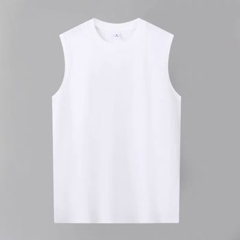 Ανδρική αμάνικη φανέλα γυμναστηρίου τύπου T‑shirt, χαλαρή γραμμή, 99% βαμβάκι, ραφή κορυφαίας ραφής, ανθεκτική και απορροφητική στον ιδρώτα