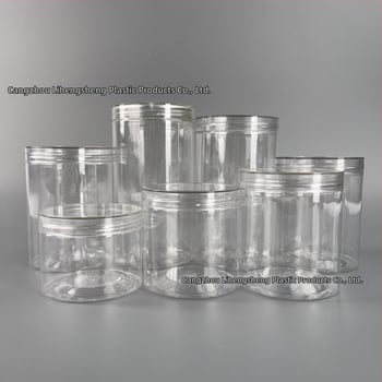 Пластмасов завинтващ се прозрачен буркан за съхранение • PET пластмаса • Кристален капак • Възможност за персонализация