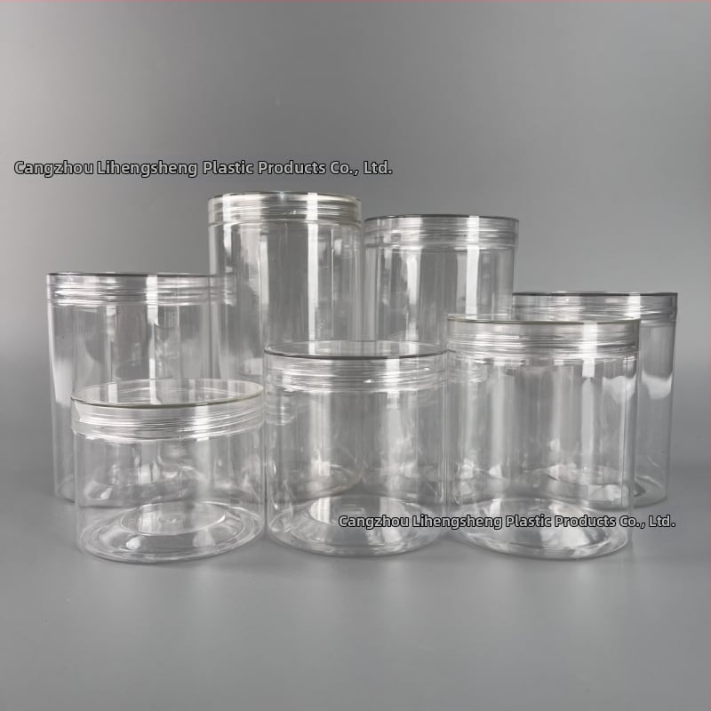 Пластмасов завинтващ се прозрачен буркан за съхранение • PET пластмаса • Кристален капак • Възможност за персонализация