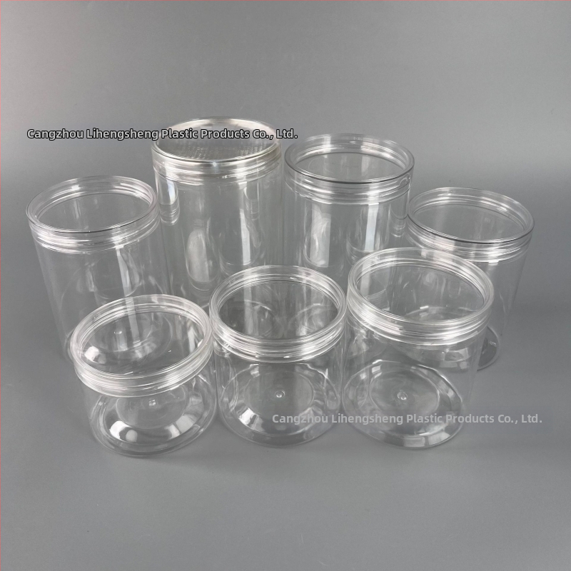 Пластмасов завинтващ се прозрачен буркан за съхранение • PET пластмаса • Кристален капак • Възможност за персонализация