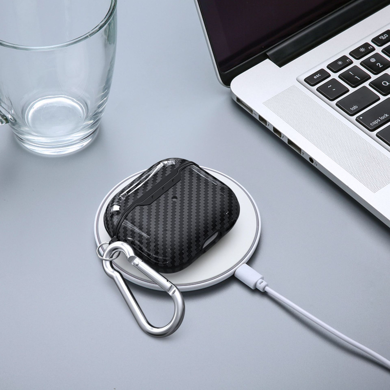Zaštitni etui AirPods Pro 3. generacije s karbonskim uzorkom i bežičnim punjenjem, etui za AirPods 4