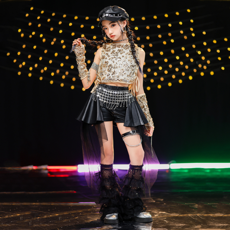 Set kostima džez ples za djevojčice - mekana obrada poliestera, 90% poliester, AQL 2.5, sigurnosna razina B, za djecu od 8 godina