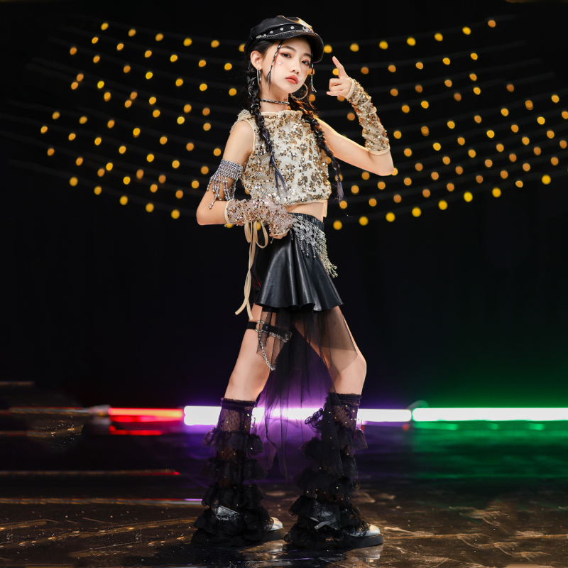 Set kostima džez ples za djevojčice - mekana obrada poliestera, 90% poliester, AQL 2.5, sigurnosna razina B, za djecu od 8 godina