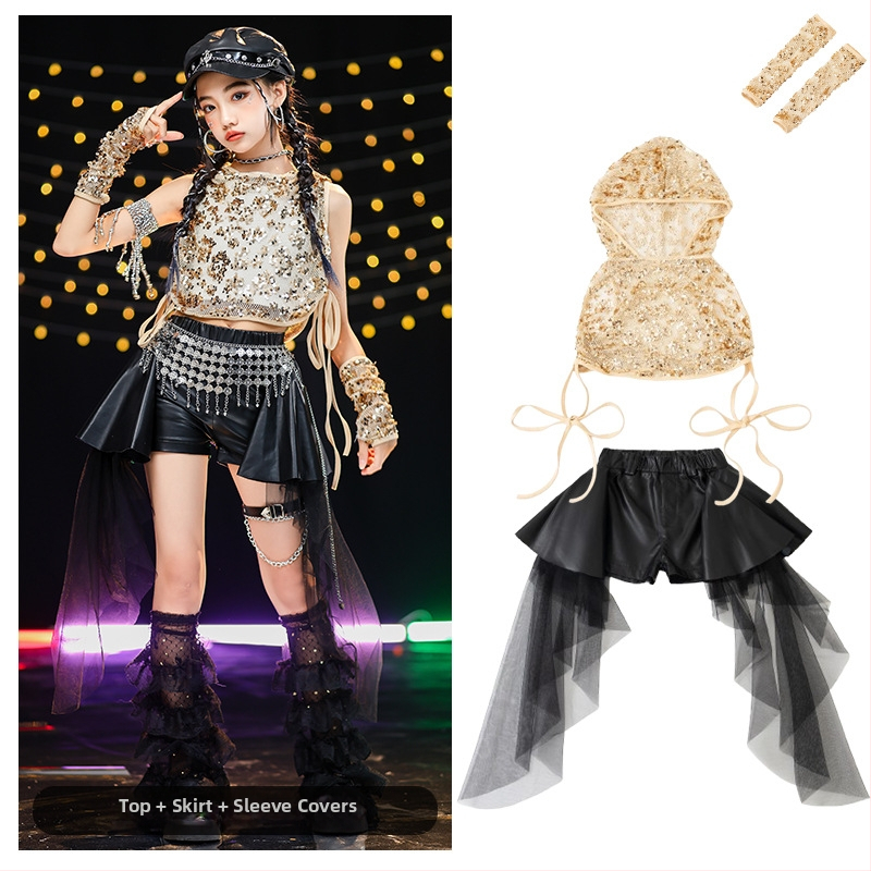 Set kostima džez ples za djevojčice - mekana obrada poliestera, 90% poliester, AQL 2.5, sigurnosna razina B, za djecu od 8 godina